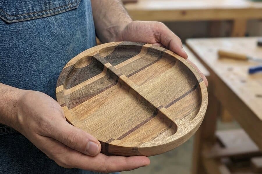7" Mixed Wood Divided Tray - Image 3