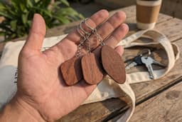 Sapele Wood Keychain in hand